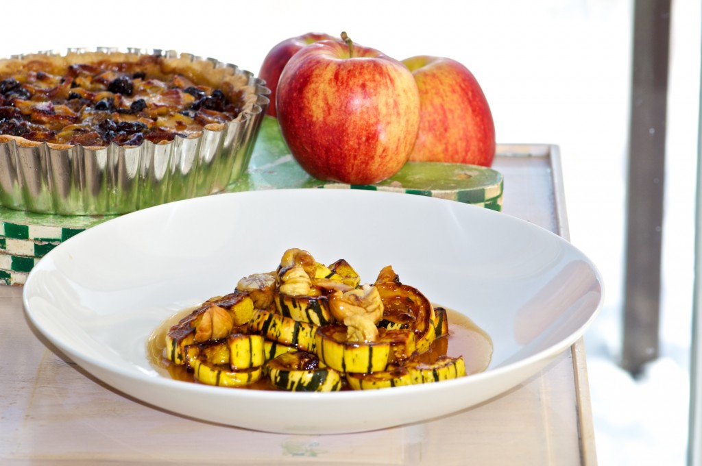 Roasted delicata squash with chestnuts