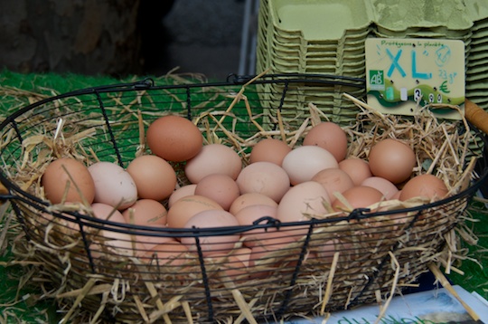 Eggs at Paris organic market in Saint Germain