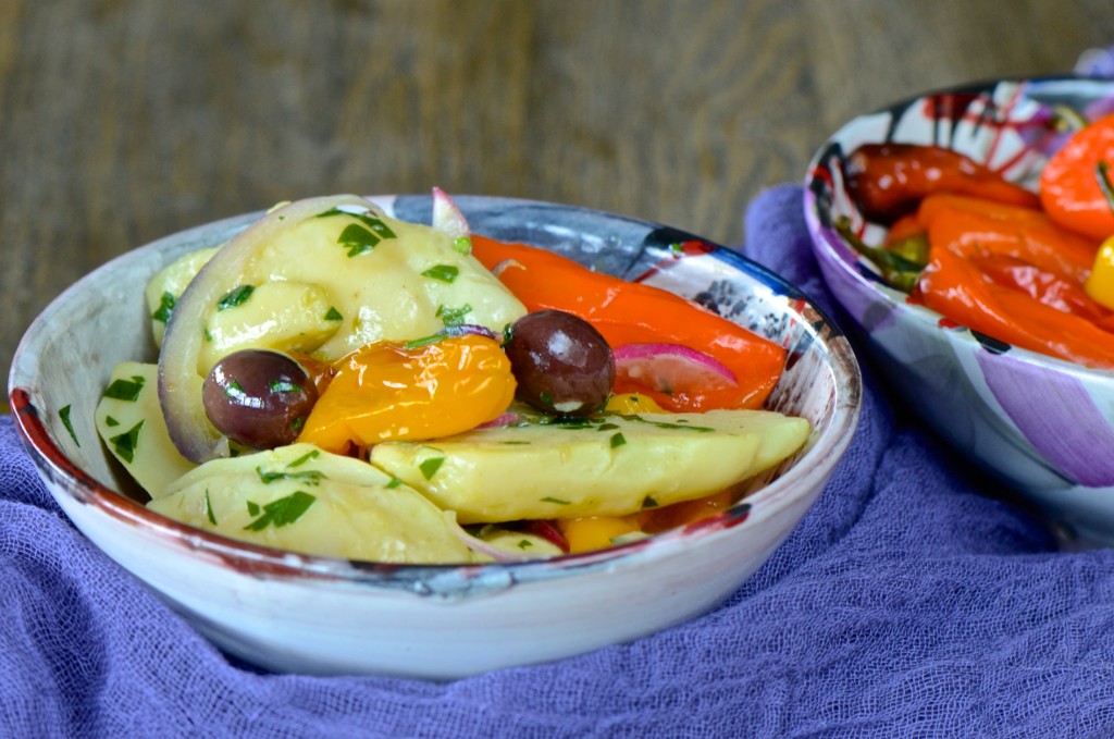 Fingerling potatoes salad with roasted mini sweet peppers