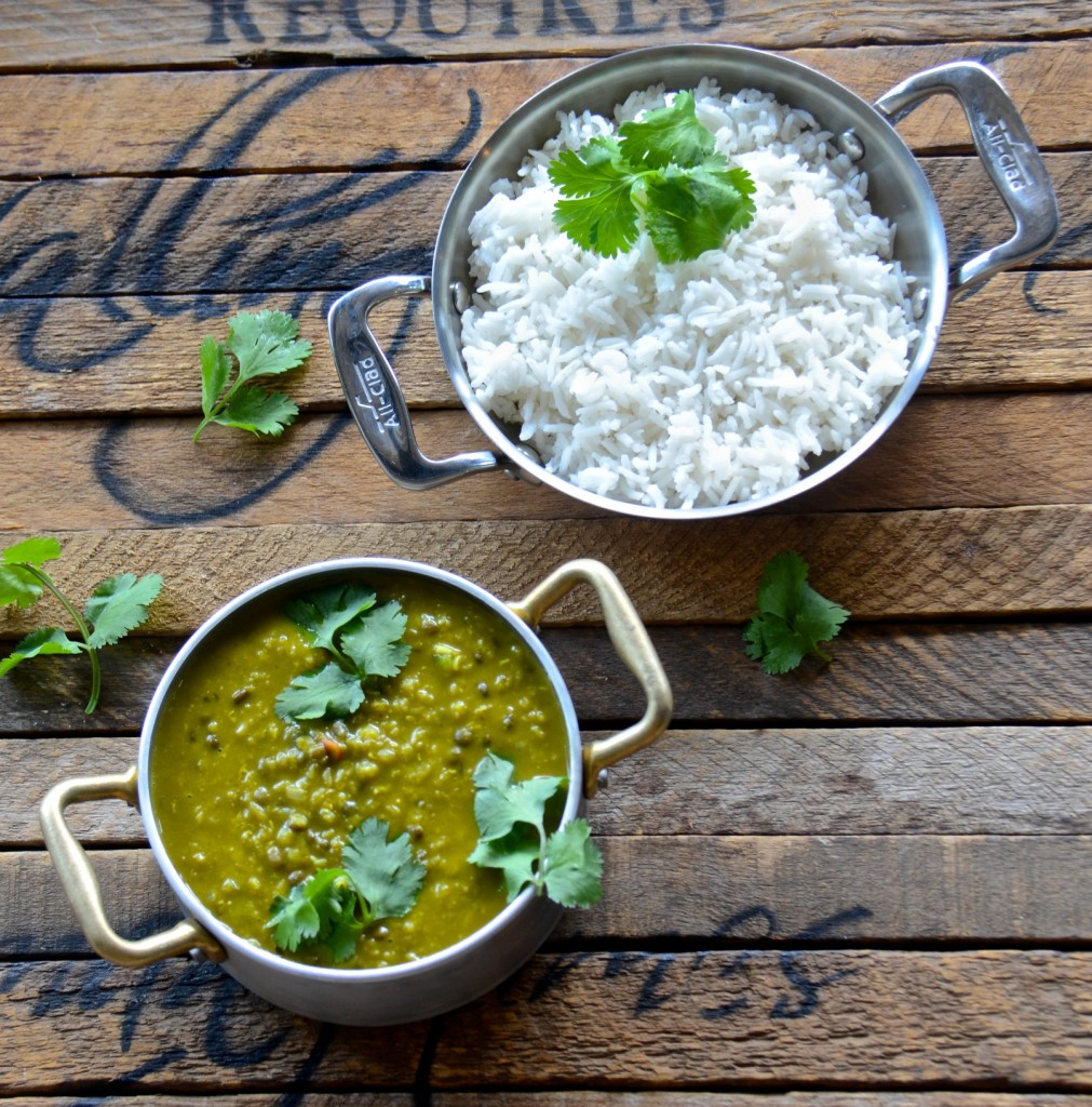 Two lentil dal with basmati rice