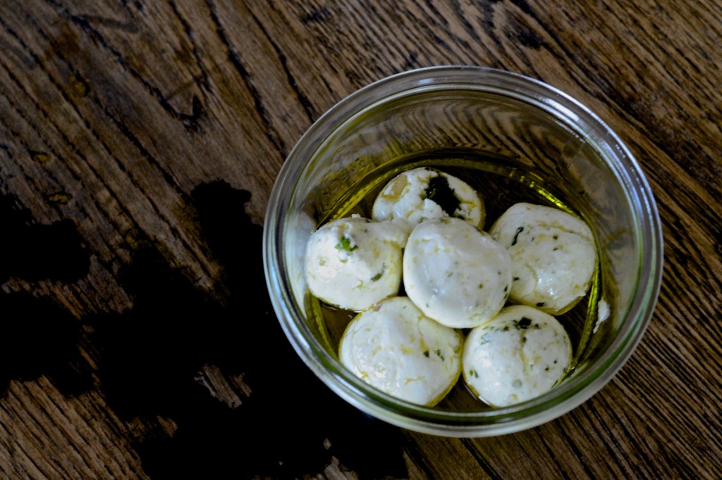 Labne balls marinated in olive oil