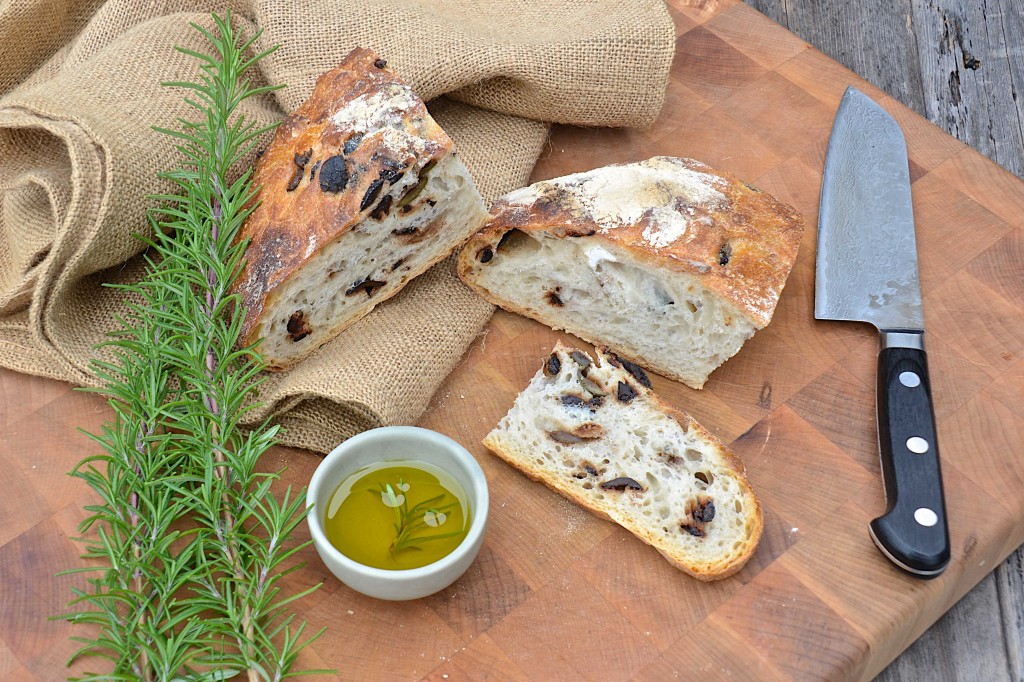 Olive rosemary no knead bread