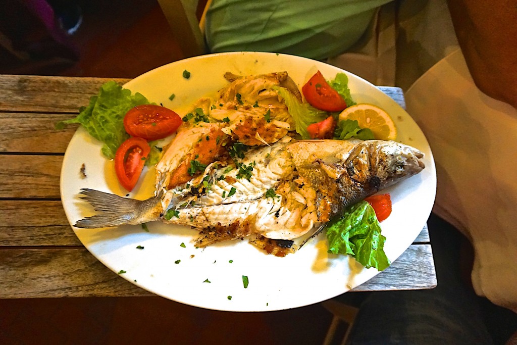 Grilled whole fish at  Gamberro Rosso 