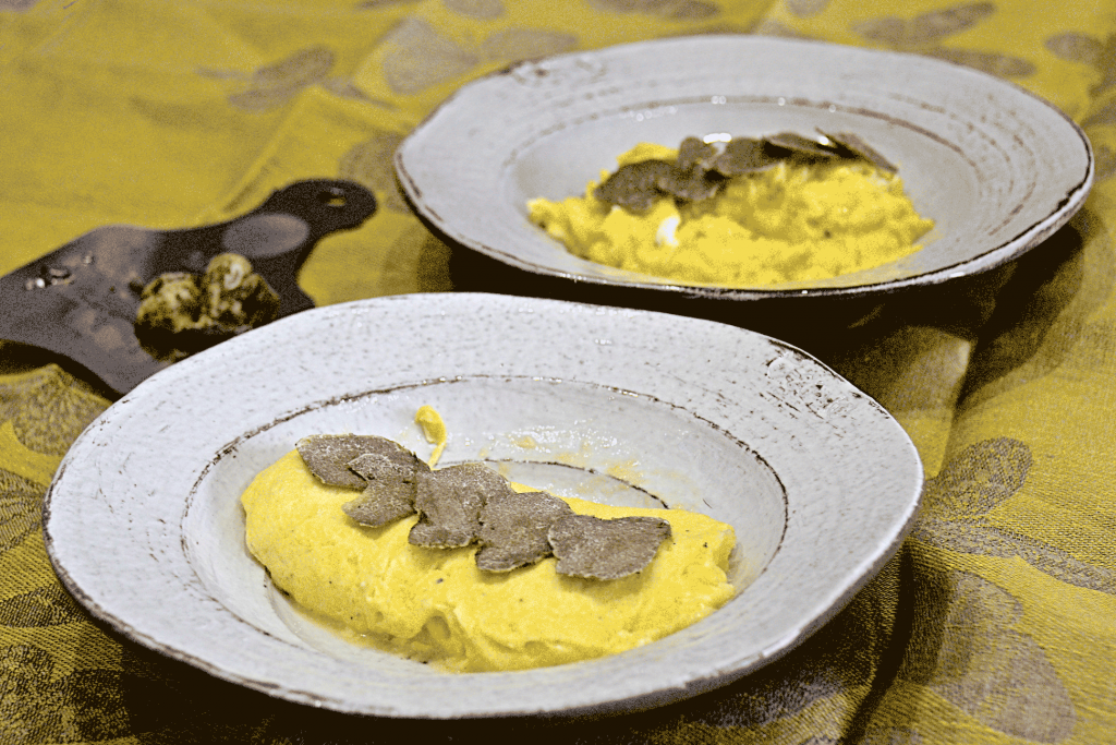 Eggs with white truffles
