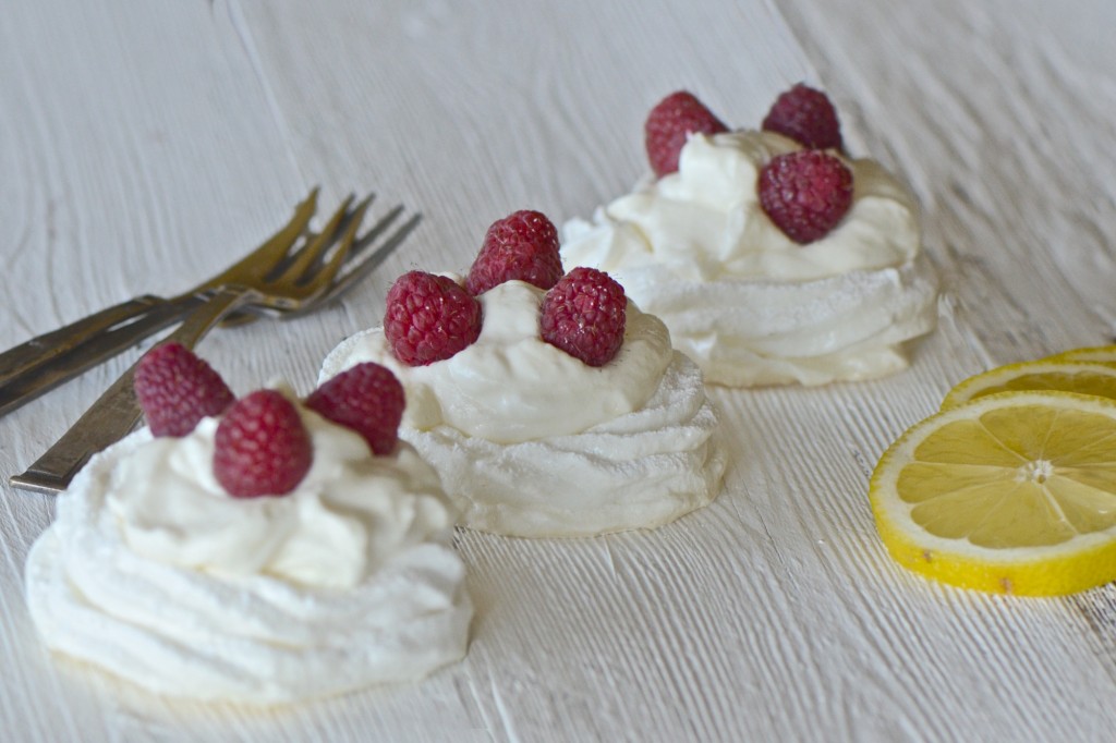 Mini pavlovas with lemon whipped cream