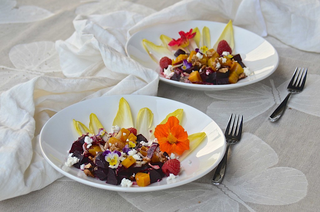 Red and golden beets salad