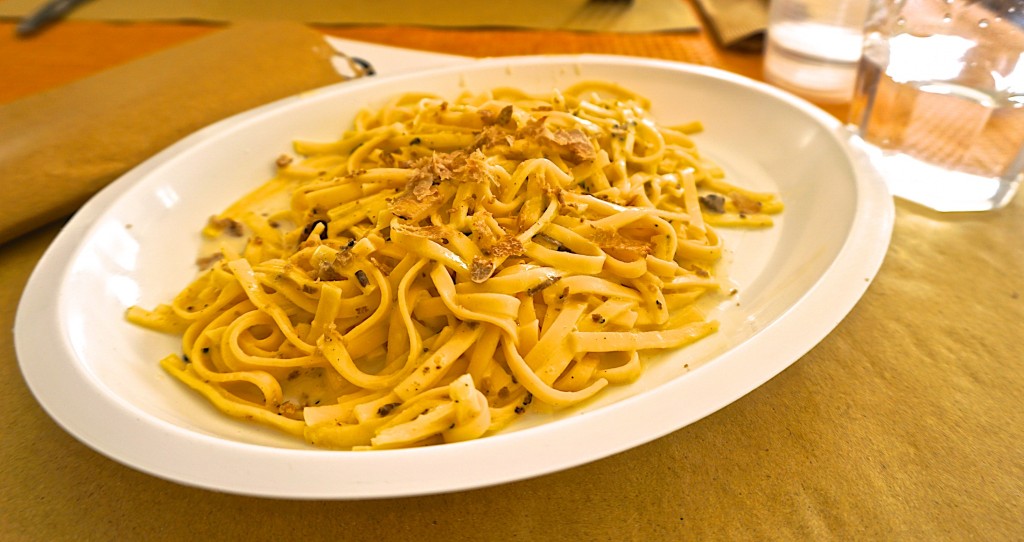 Tagliatelle with truffles at the Associaton's restaurant