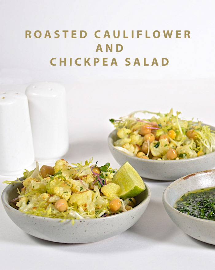 Roasted cauliflower and chickpea salad