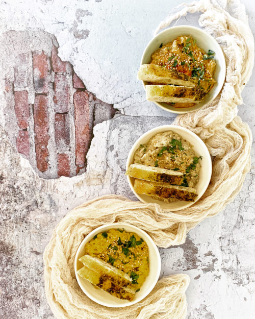 Roasted Eggplant and Tahini Dip (a.k.a baba ganoush) Olive Oil and