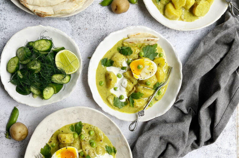 Potatoes and Eggs with Thai green coconut curry